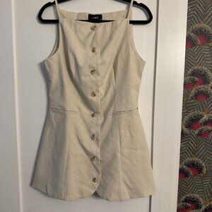 Cider Neutral Button-Front Mini Dress